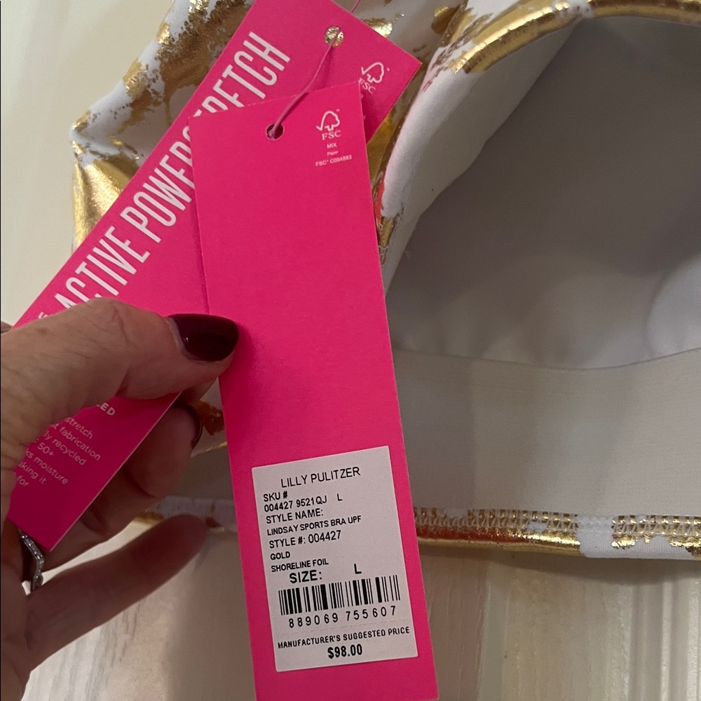 Lilly Pulitzer luxletic gold and white sports bra top - Picture 4 of 4